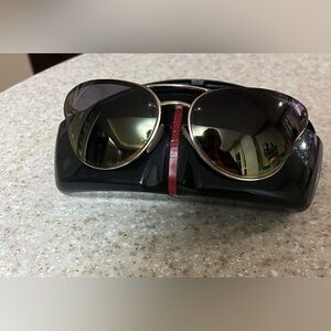 Prada Gold Frame Sunglasses with Black Accents